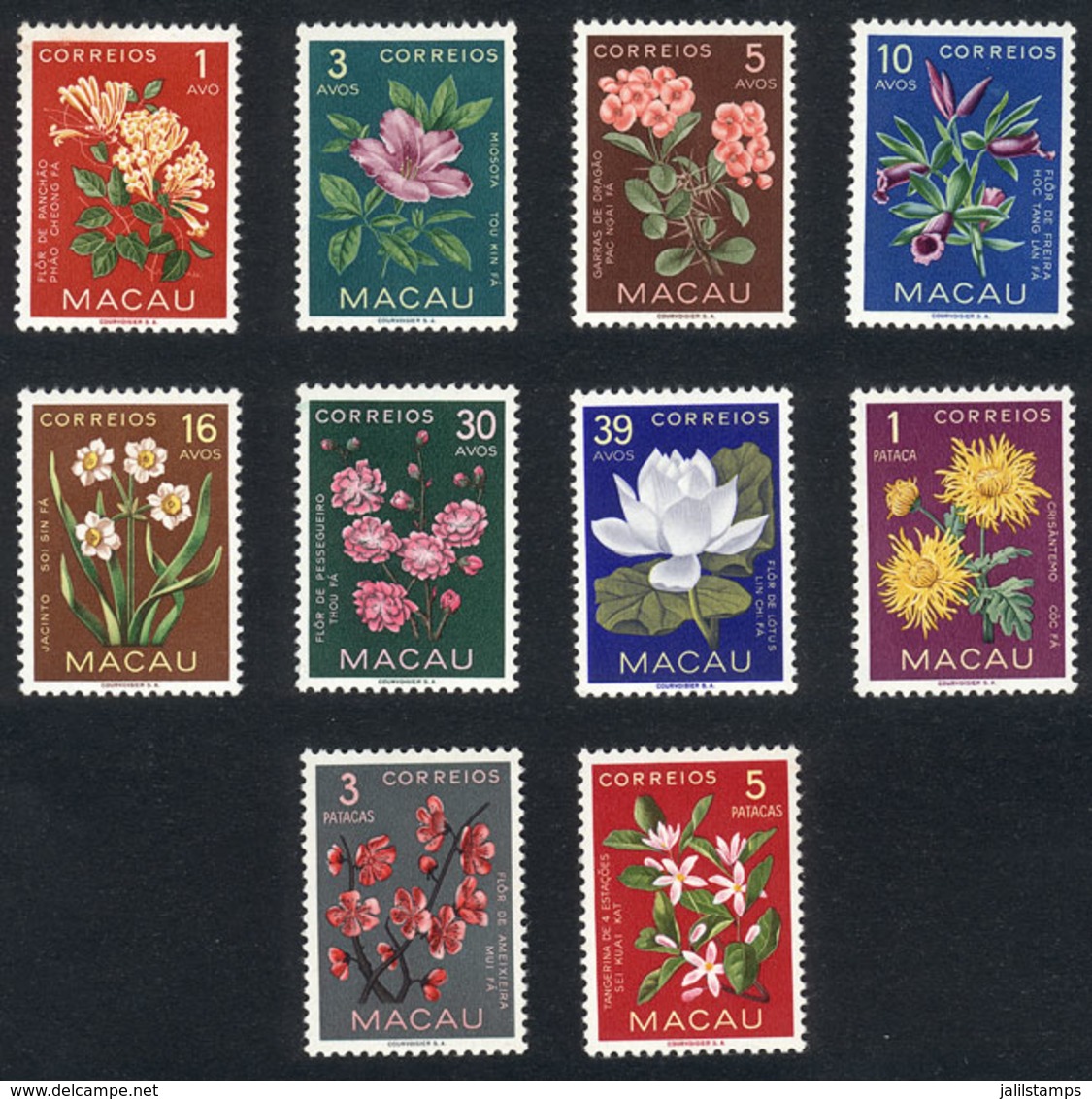 MACAU: Sc.372/381, Flowers, Complete Set Of 10 Unmounted Values, Excellent Quality! - Other & Unclassified