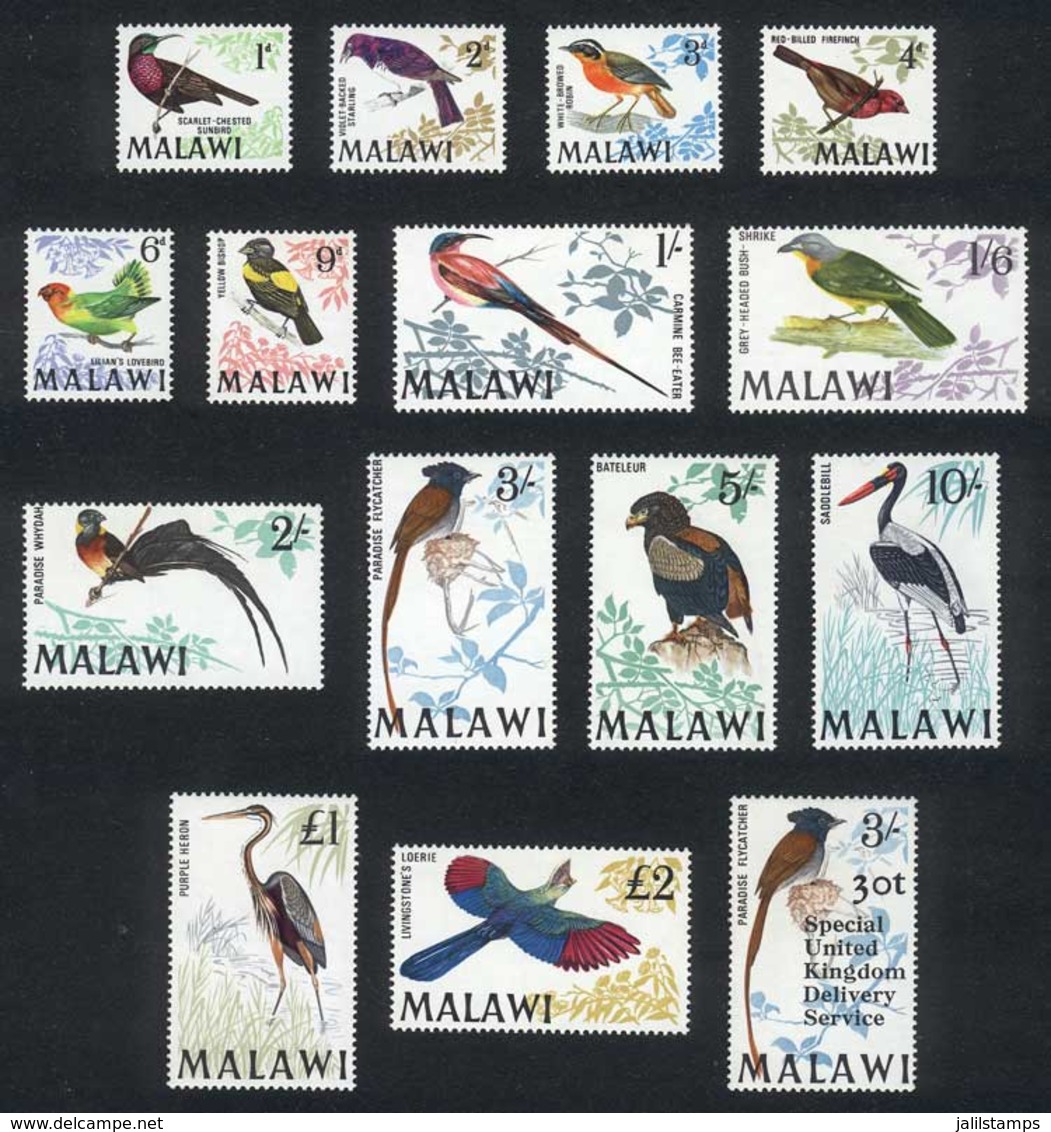 MALAWI: Sc.95/109 + 104 Overprinted, Complete Set Of 15 Unmounted Values, Excellent Quality! - Malawi (1964-...)