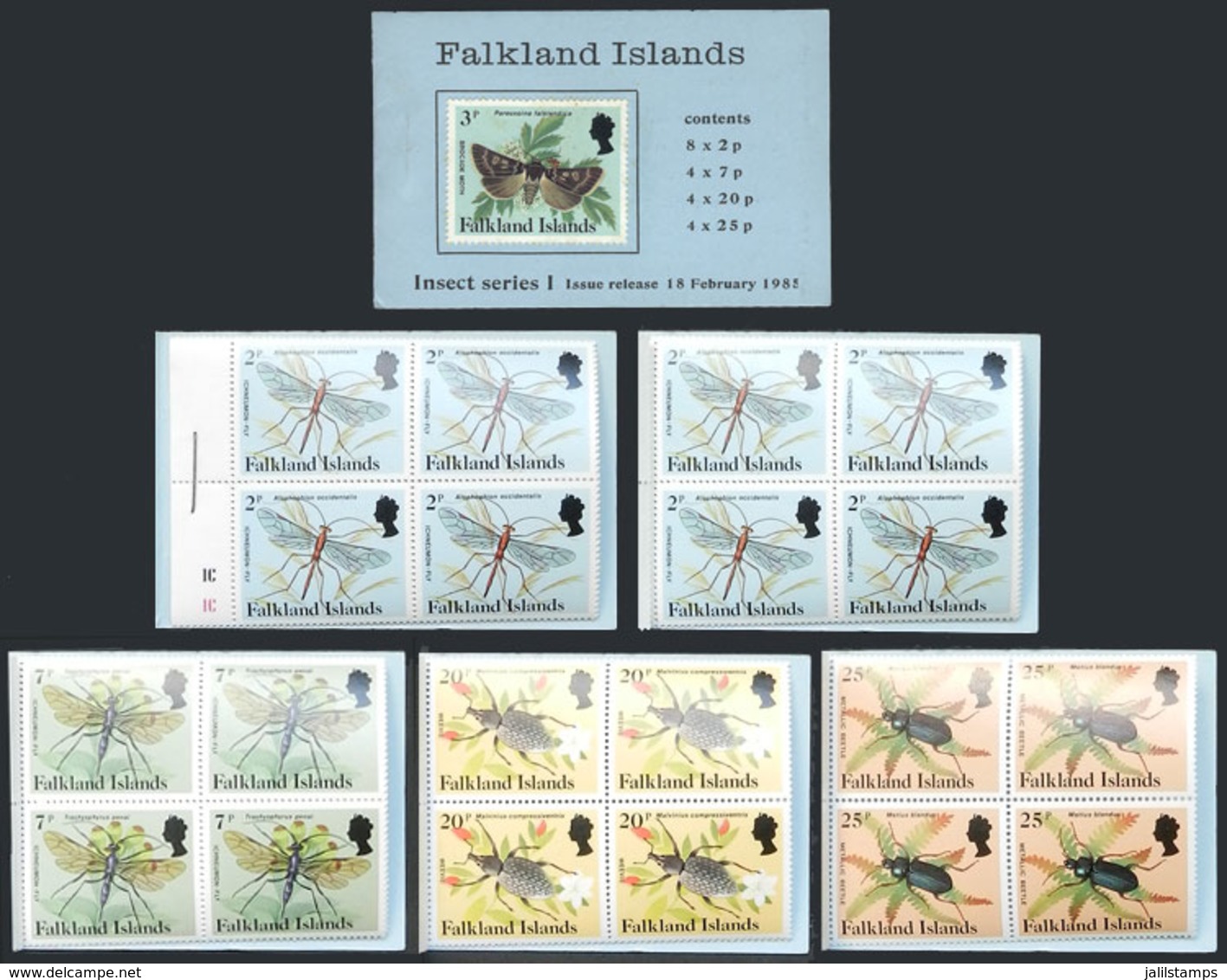 FALKLAND ISLANDS/MALVINAS: Yvert Booklet C404, 1985 Insects, Excellent Quality, Catalog Value Euros 30. - Falkland