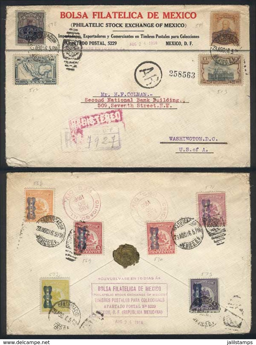 MEXICO: Cover Franked On Reverse By Sc.568/73 And On Front With Other 4 Values, Sent From Mexico To USA By Registered Ma - Mexico