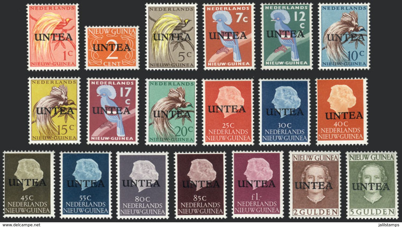 NETHERLANDS NEW GUINEA: Yvert 1/19, 1962 Complete Set Of 19 Overprinted Values, VF Quality! - Netherlands New Guinea