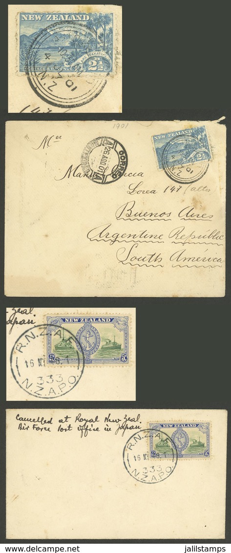 NEW ZEALAND: Cover Sent To Argentina In 1901 Franked With 2½p., And Another Cover Of 1946 With Cancel Of An Airbase In J - Andere & Zonder Classificatie