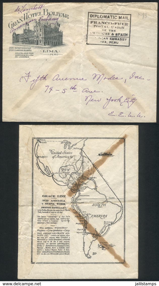 PERU: Circa 1935: Cover With Advertising Cachet Of The Gran Hotel Bolivar On Front, And On Reverse It Bears A Spectacula - Peru