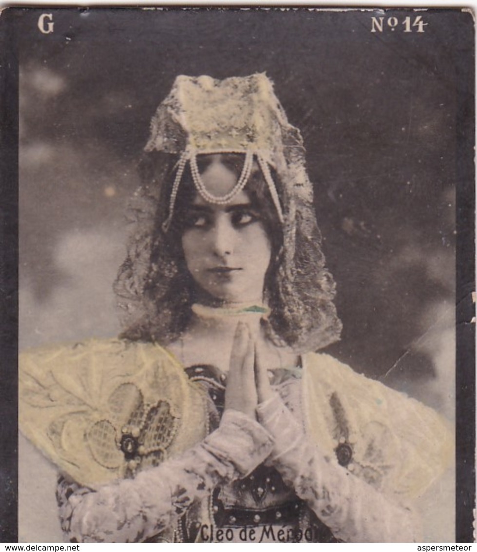 CLEO DE MEROD. COLORISE. CARD TARJETA COLECCIONABLE TABACO. CIRCA 1915 SIZE 4.5x5.5cm - BLEUP - Célébrités