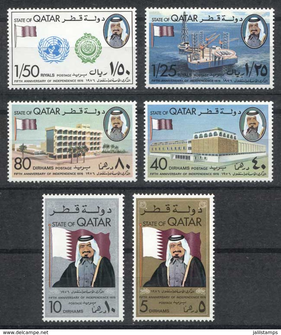 QATAR: Sc.500/5, Petroleum And Flags, Complete Set Of 6 Unmounted Values, Excellent Quality! - Qatar