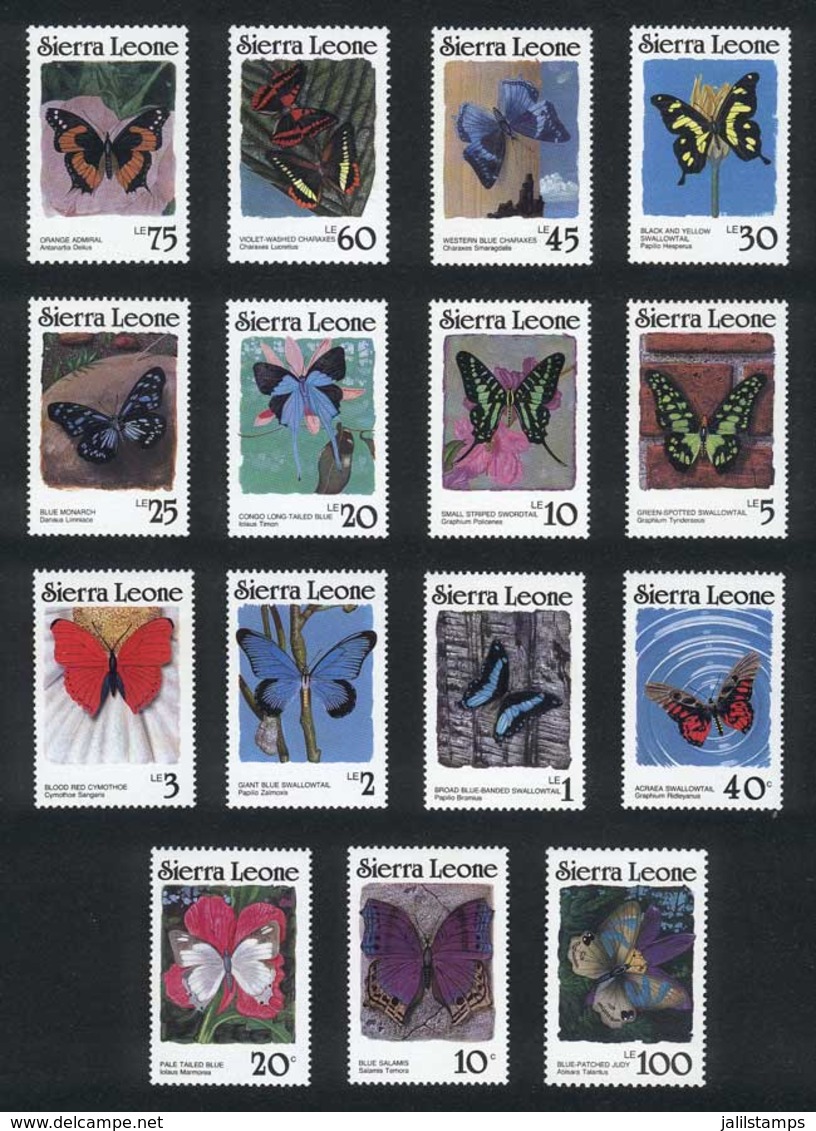 SIERRA LEONE: Sc.859/873, Butterflies, Complete Set Of 15 Unmounted Values, Excellent Quality! - Sierra Leone (1961-...)