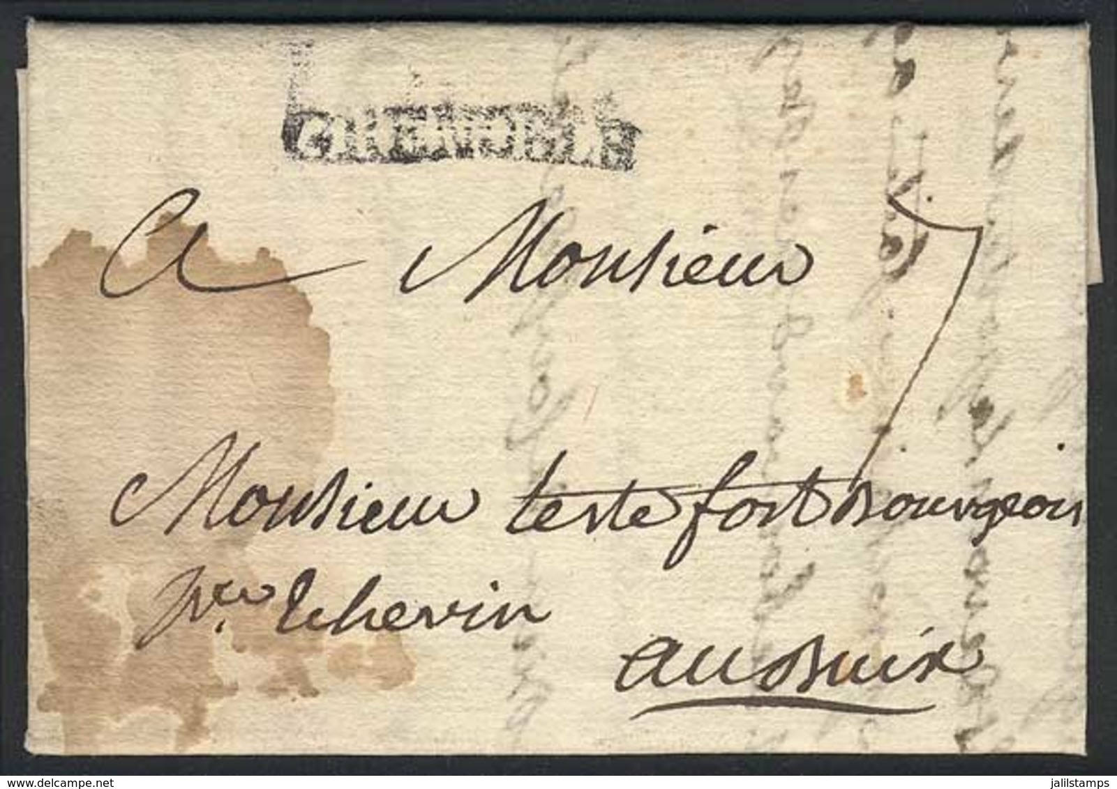 SWITZERLAND: Complete Folded Letter Dated 18/JUL/1778 (235 Years Ago!), With Straightline "GRENOBLE" Marking In Black, V - Other & Unclassified