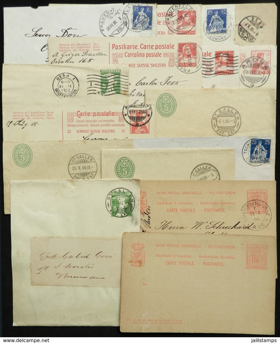 SWITZERLAND: 16 Covers And Postal Stationeries Used Between 1879 And 1925, Most Sent To Argentina, Including 2 Of Luxemb - Other & Unclassified