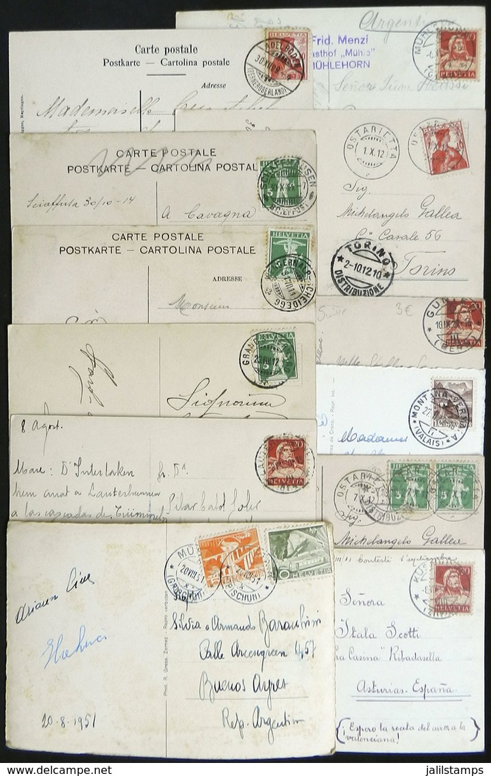 SWITZERLAND: 12 Old Postcards, Almost All Used, Several Very Interesting Cancels Can Be Seen, And Also Very Good Views! - Autres & Non Classés