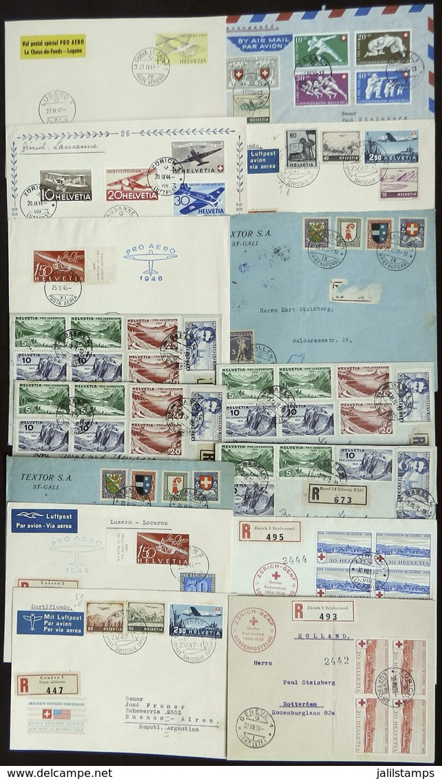 SWITZERLAND: 15 Covers Of The Years 1927 To 1950, Including Very Nice Postages, First Flights, Etc. Some May Have Minor  - Other & Unclassified