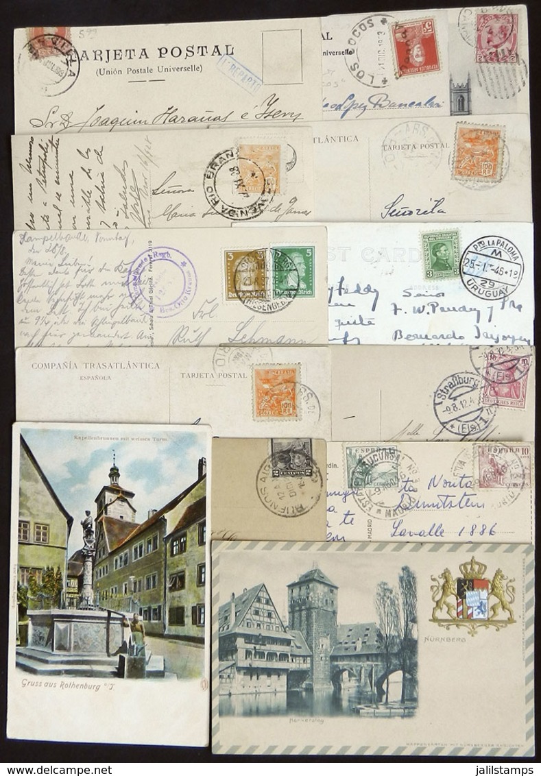 WORLDWIDE: 13 Old Postcards, Almost All Used, Several Very Interesting Cancels Can Be Seen, And Also Very Good Views! - Other & Unclassified