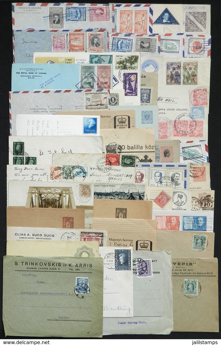 WORLDWIDE: Lot Of 43 Used Covers, Postcards, Postal Stationeries (used Or Mint), Etc., Some With Minor Defects, Others O - Other & Unclassified