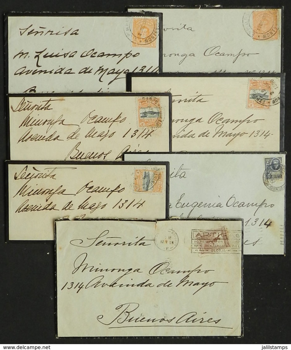 URUGUAY: 7 Mourning Covers Sent To Argentina Between 1918 And 1930. They Were Sent To Maria Luisa, María Eugenia And Min - Uruguay