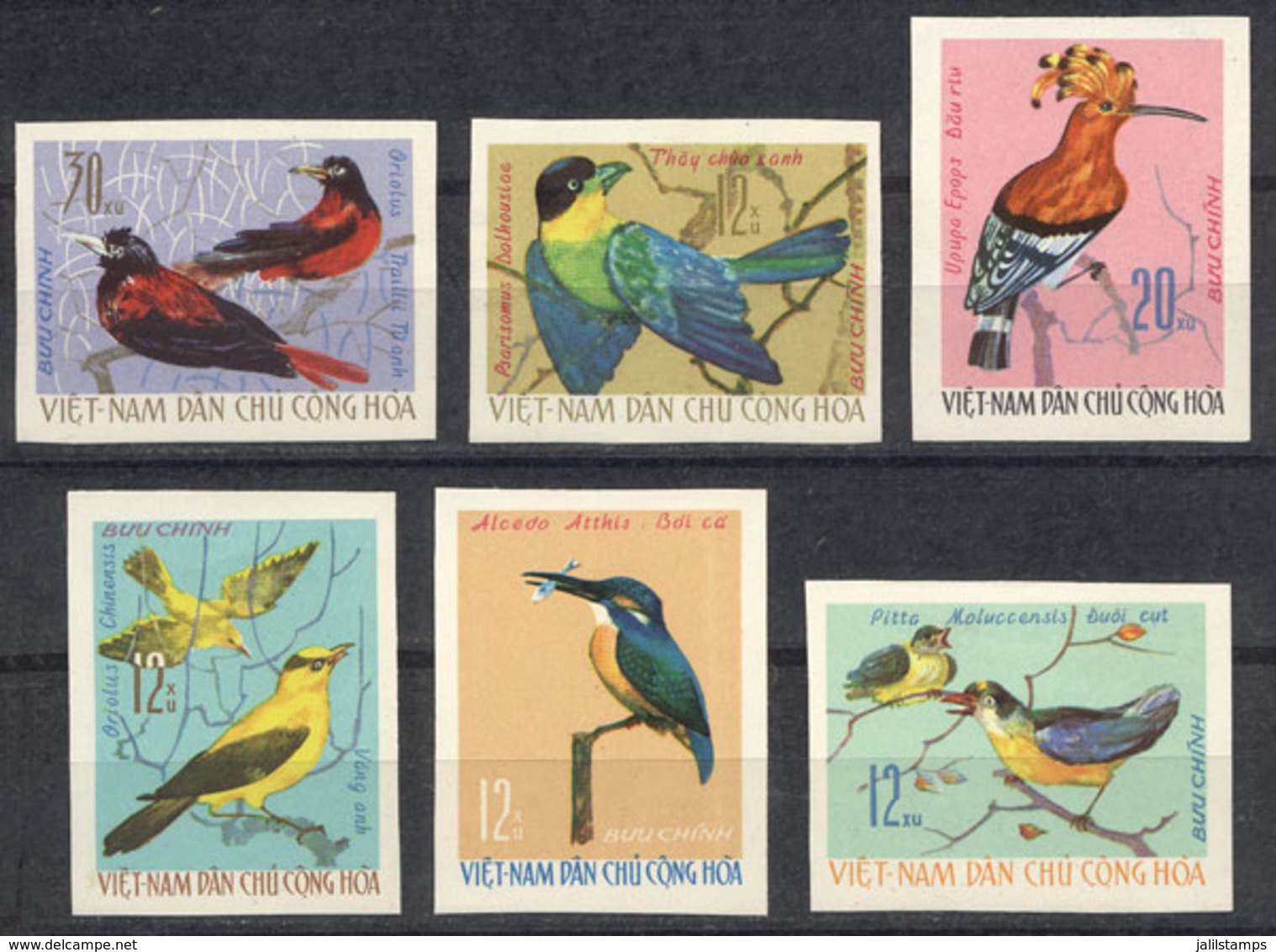 NORTH VIETNAM: Yvert 514/519, Birds, Complete Set Of 6 IMPERFORATE Unmounted Values, Excellent Quality! - Vietnam