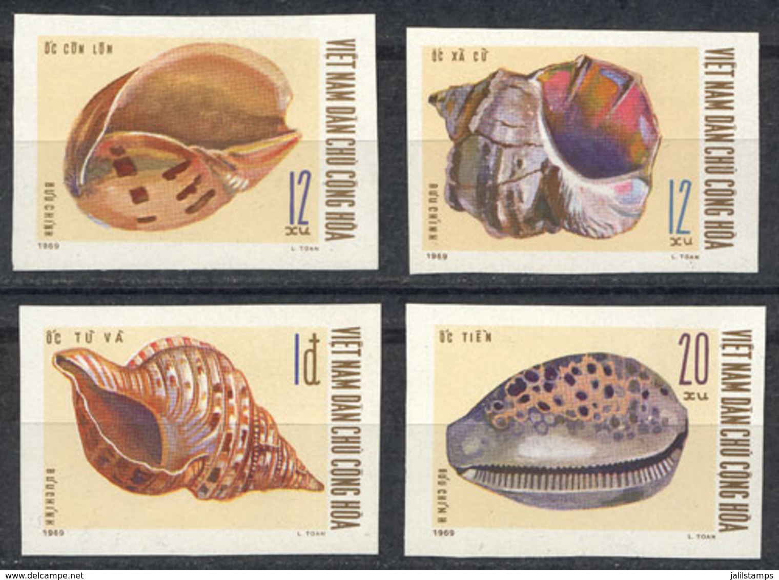 NORTH VIETNAM: Yvert 668/671 (Sc.581/4), Sea Shells, Complete Set Of 4 IMPERFORATE Unmounted Values, Excellent Quality! - Vietnam