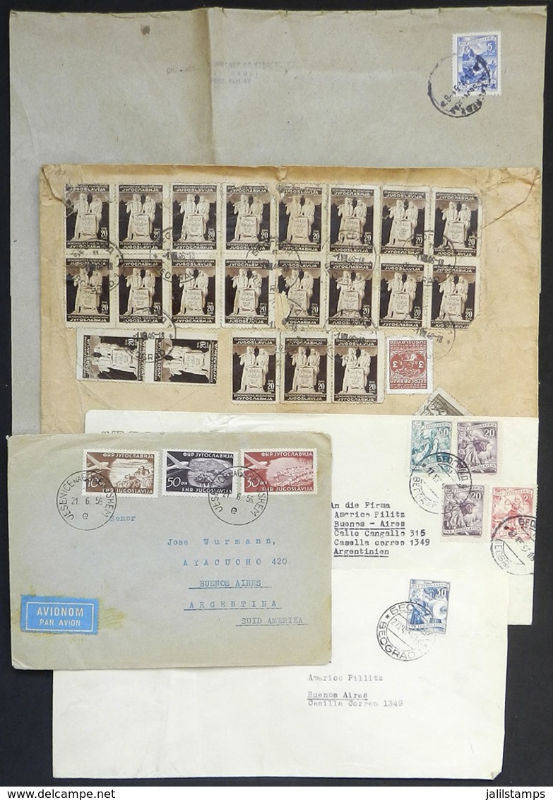 YUGOSLAVIA: 5 Covers Sent To Argentina Between 1946 And 1957, Some With Defects, Others Of Fine Quality, Low Start! - Other & Unclassified