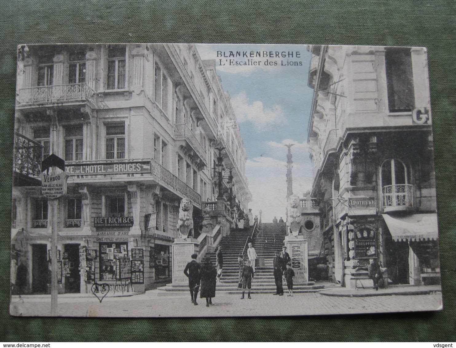 BLANKENBERGE - L'ESCALIER DES LIONS 1913 ( Scan Recto/verso ) - Blankenberge