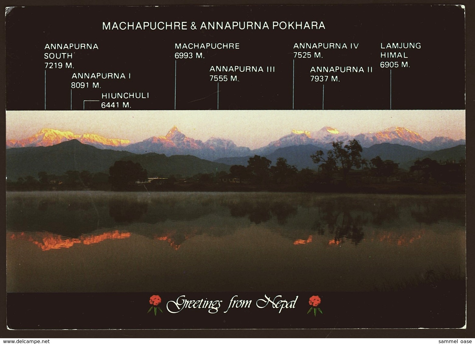 Greetings From Nepal  -  Machapuchre & Annapurna Pokhara  -  Namaste  -  Ansichtskarte Ca. 1991  (10407) - Nepal