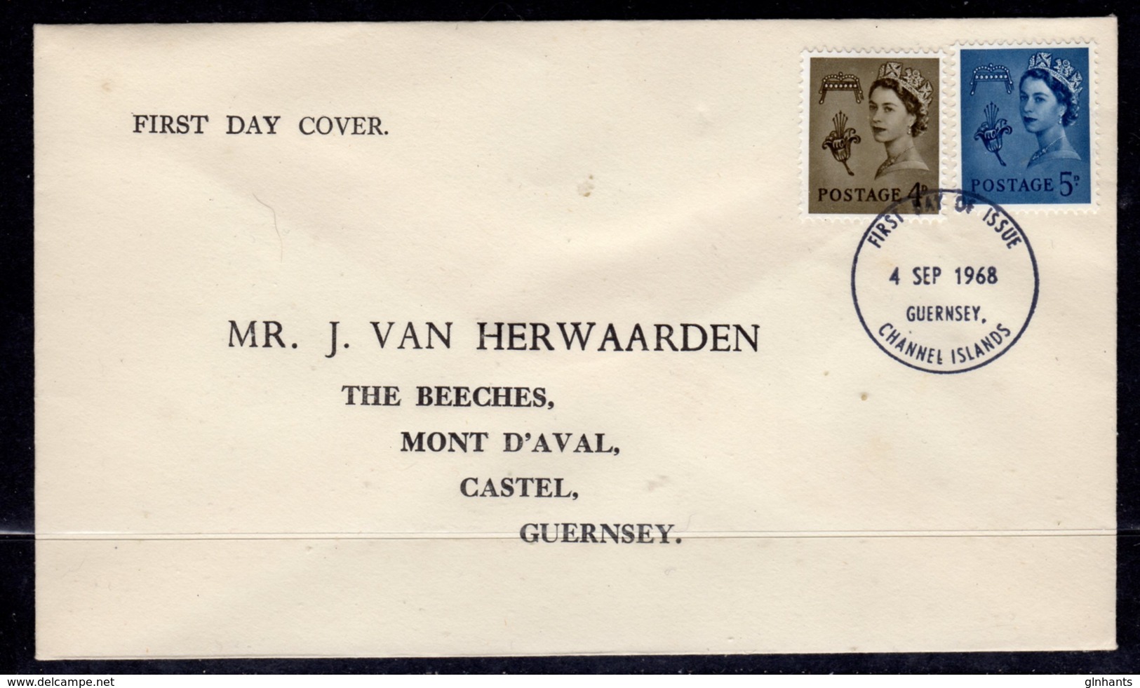 GB GUERNSEY - 1969 4d & 5d DEFINITIVE FDC FIRST DAY PREMIER JOUR WITH SG 10, 12 FINE USED - Guernsey