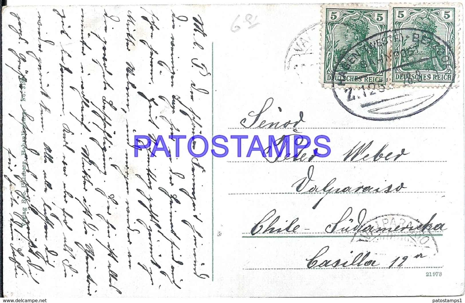 110049 GERMANY GRUSS AUS WESTFALEN ART AND MULTI VIEW BREAK CIRCULATED TO CHILE POSTAL POSTCARD - Autres & Non Classés