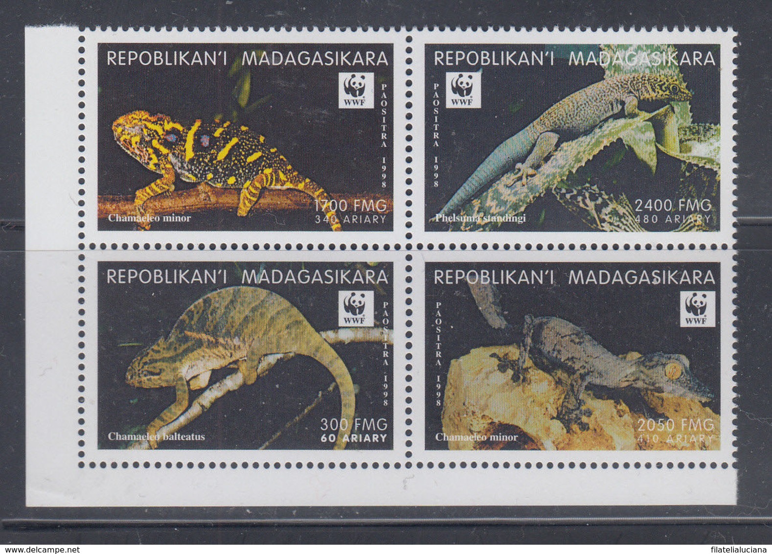 Malagasy 1999 MNH Set WWF Scott 1404 Block Of 4 - Unused Stamps