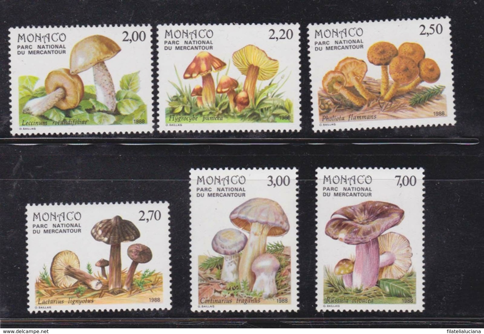 Monaco 1988 Full MNH Set Scott 1625-1630 Mushrooms - Mushrooms