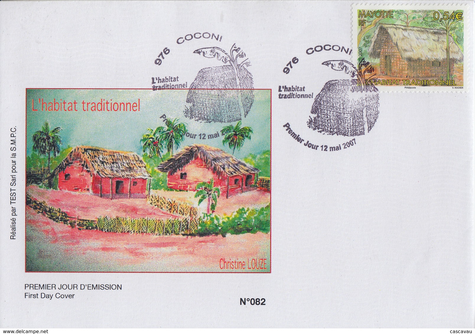 Enveloppe  FDC  1er  Jour    MAYOTTE   L' Habitat   Traditionnel    COCONI     2007 - Autres & Non Classés