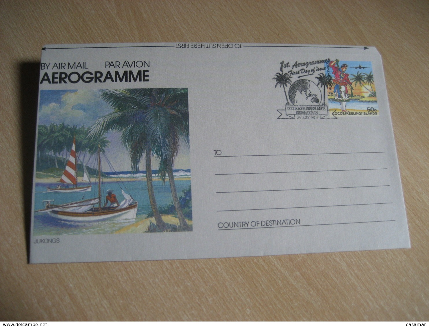 COCOS ISLANDS Keeling Indian Ocean 1987 Jukongs Aerogramme Air Letter Australia - Cocos (Keeling) Islands