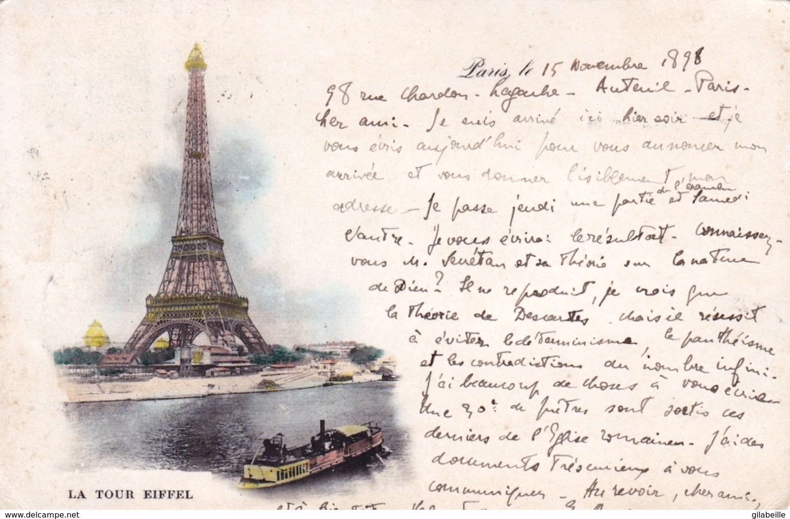 75 - PARIS 07 -  Tour Eiffel - 1898 - Carte Precurseur - Arrondissement: 07
