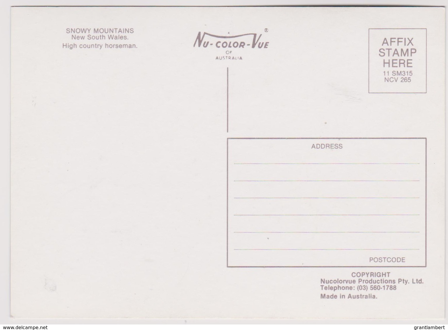 High Country Horseman, Snowy Mountains, New South Wales - Unused - Other & Unclassified