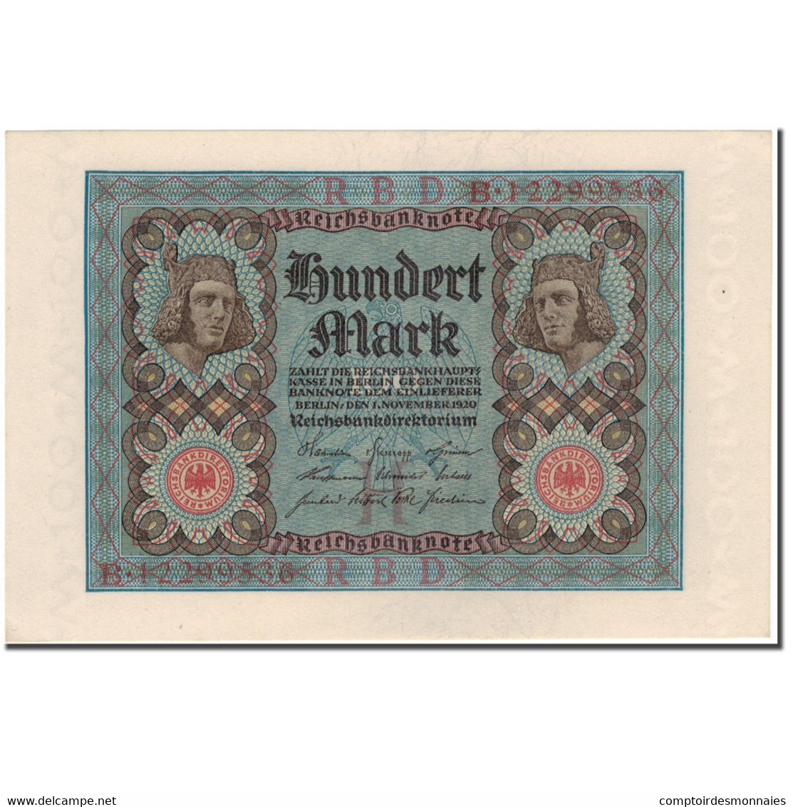 Billet, Allemagne, 100 Mark, 1920-11-01, KM:69b, NEUF - 100 Mark