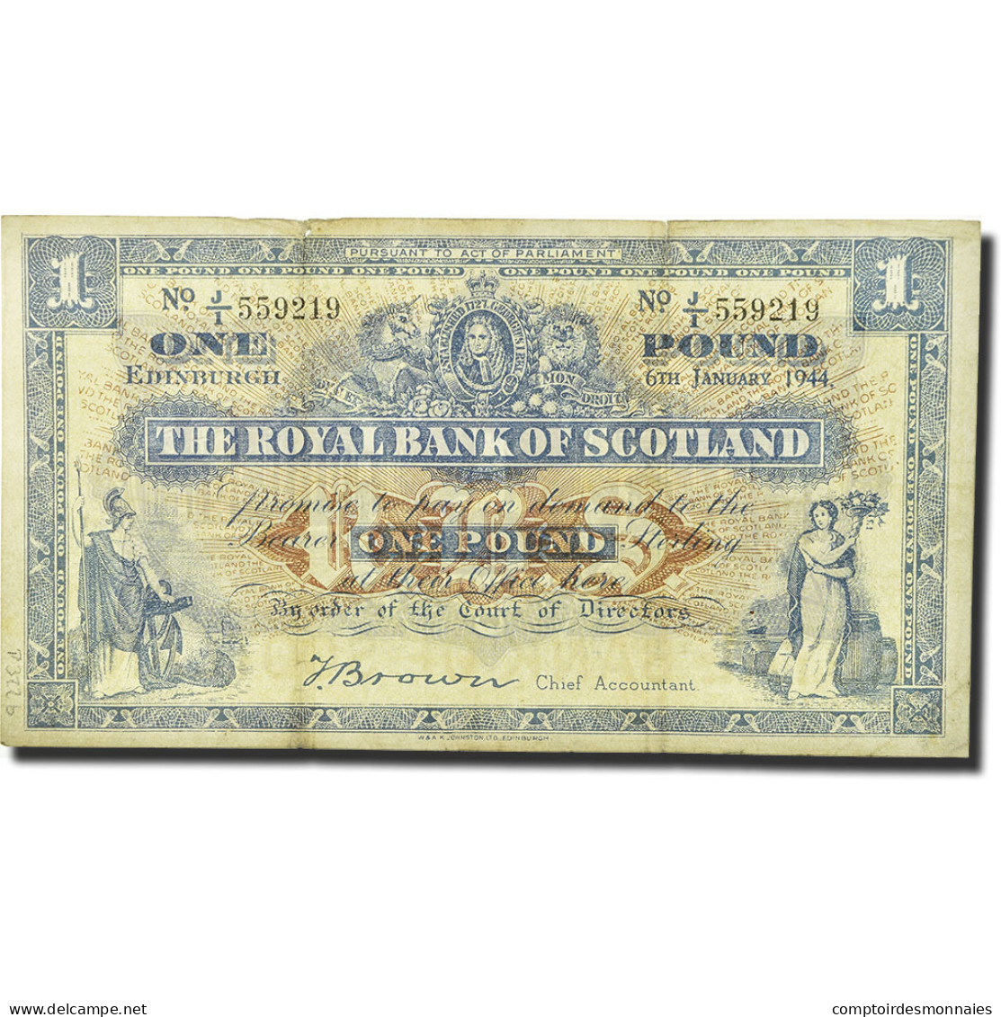 Billet, Scotland, 1 Pound, 1944, 1944-01-06, KM:322b, TTB - 1 Pond