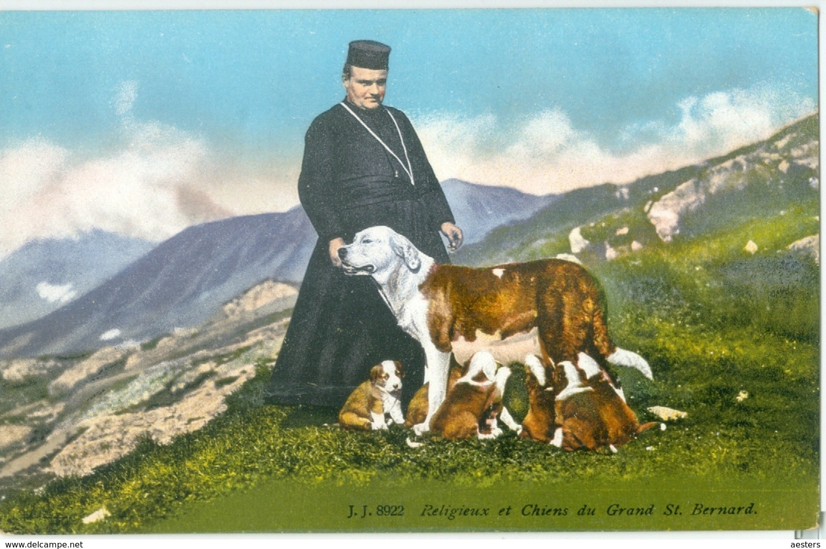 Religieux Et Chiens Du Grand St. Bernard - Non Voyagé. (Julien Frères - Genève) - Berna