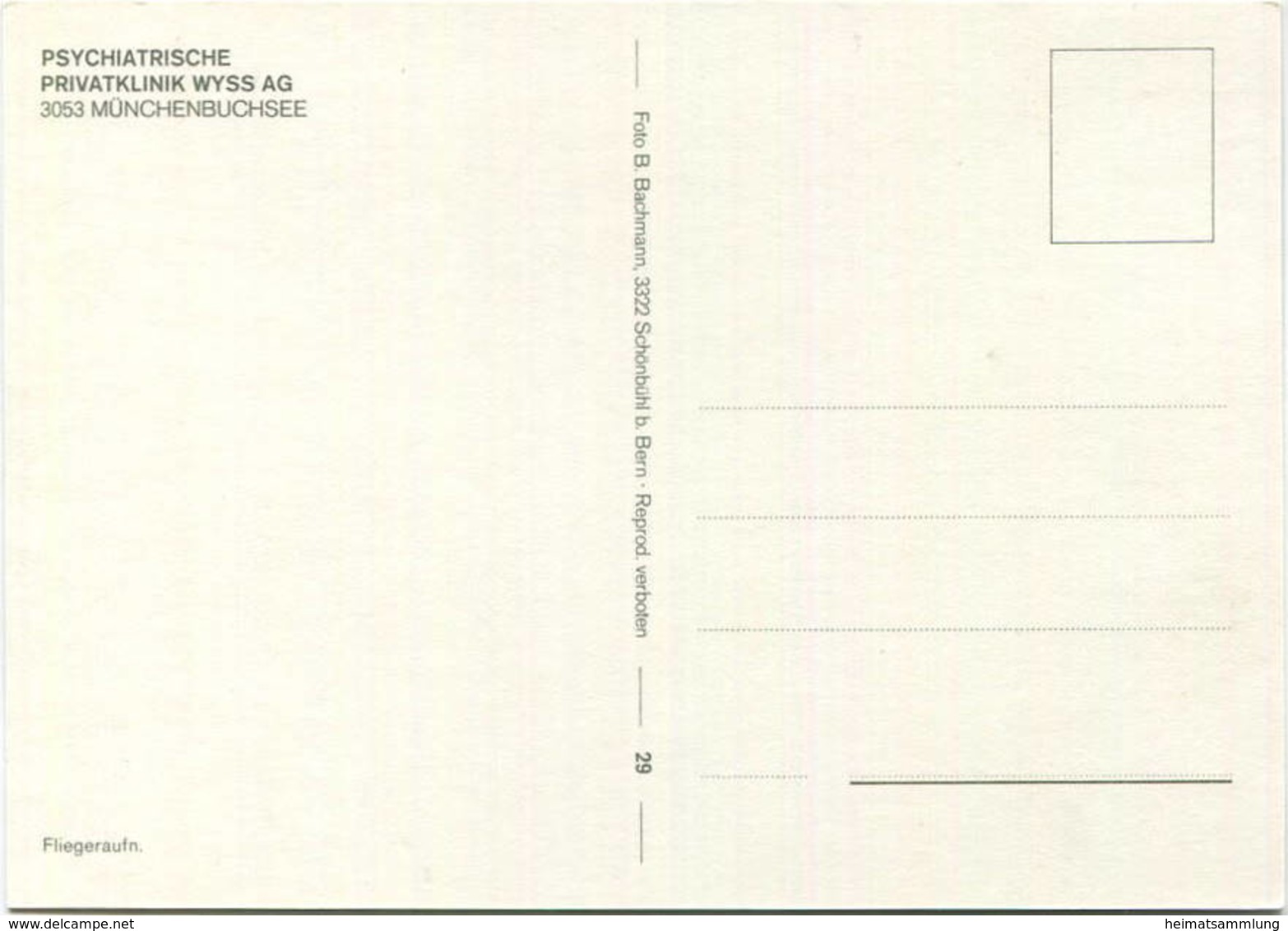 Münchenbuchsee - Flugaufnahme - Psychiatrische Privatklinik Wyss AG - AK-Grossformat - Verlag B. Bachmann Schönbühl - Münchenbuchsee