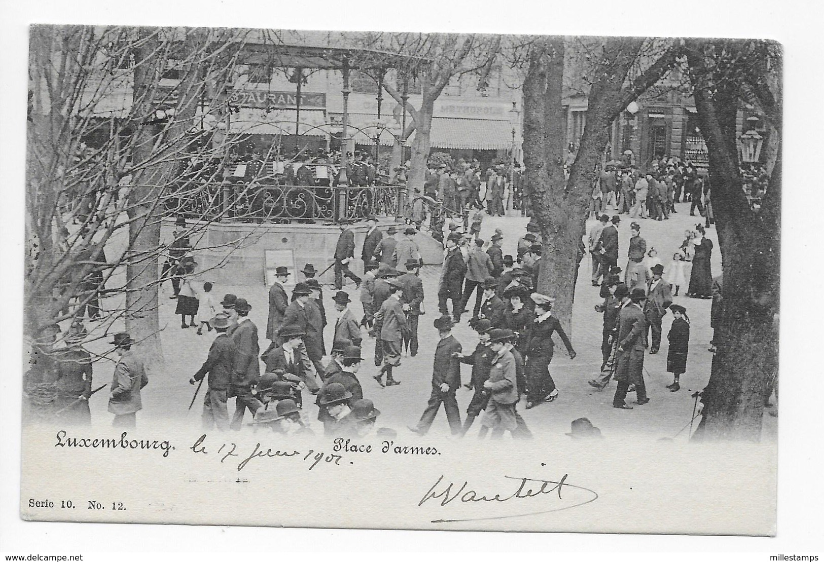 1 CPA Animée 1902 Luxembourg Place D'Armes Et Kiosque Série 10 N°12 - Luxembourg - Ville