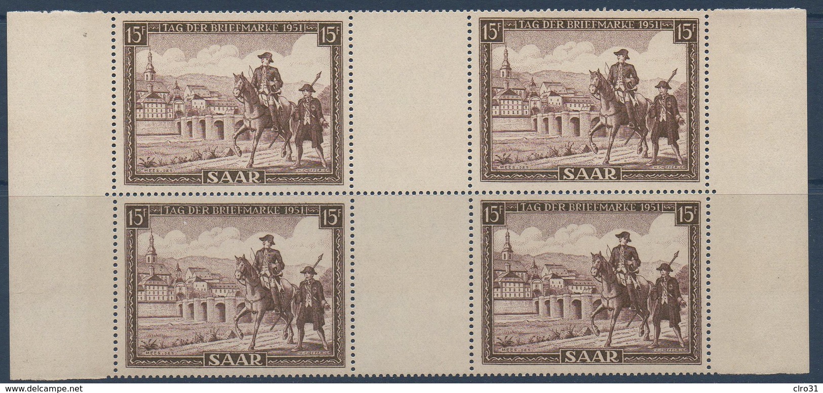 SARRE 1951 Journée Du Timbre Bloc De 4 Du  N° YT 291 ** MNH - Neufs