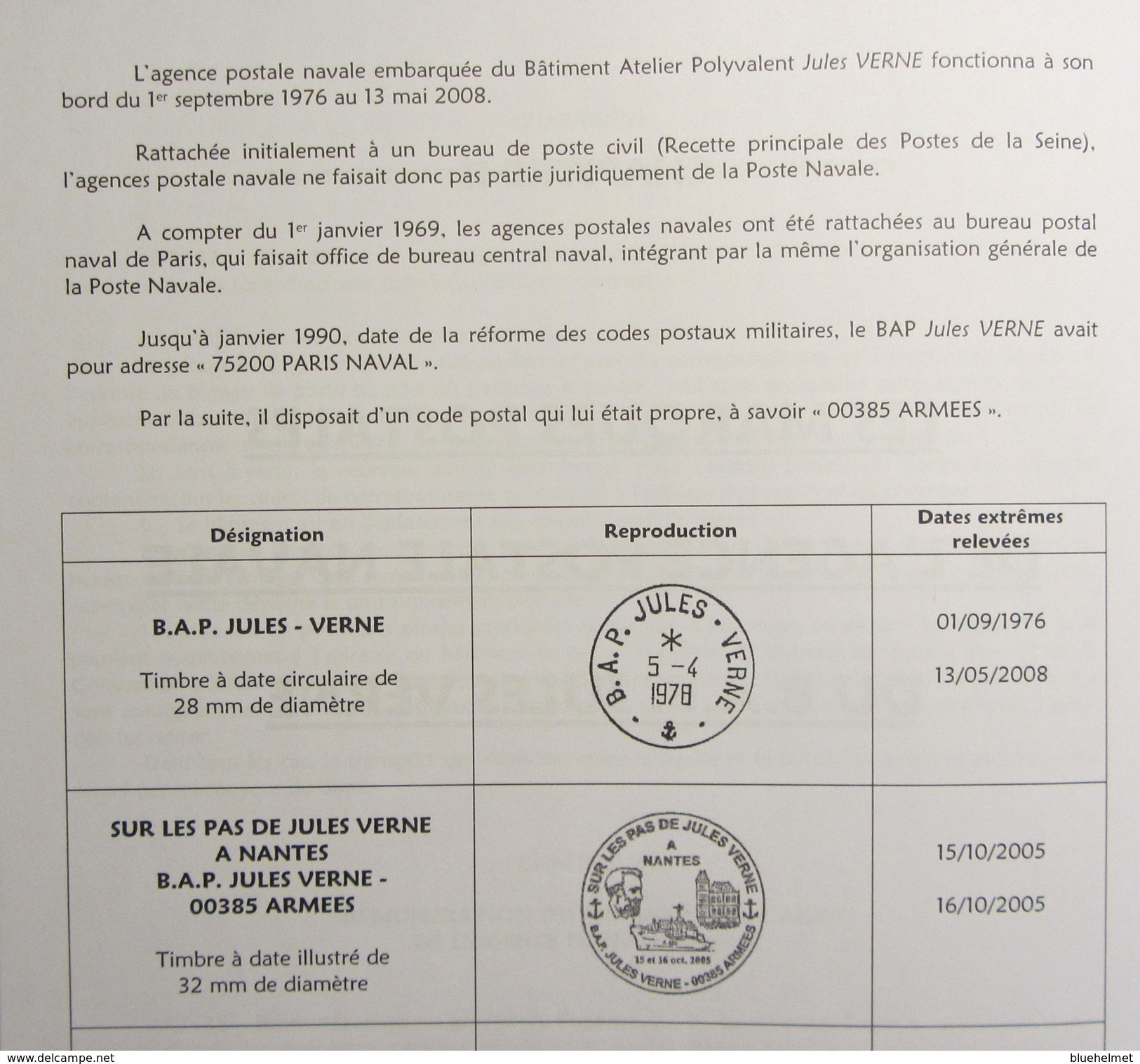 L'agence Postale Navale Du B.A.P. Jules Verne (1976-2008) - Poste Militaire & Histoire Postale