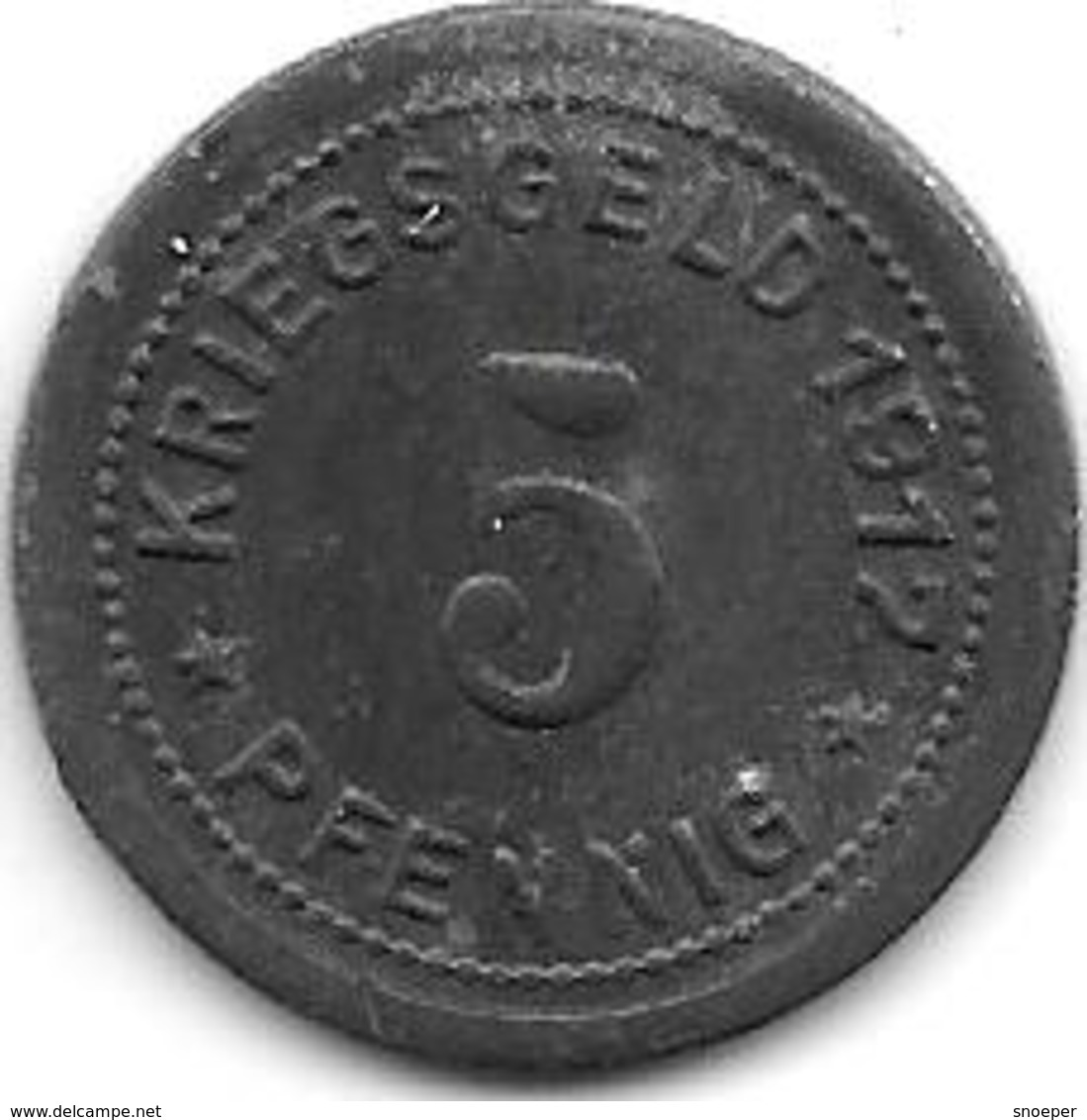 *notgeld Ohligs 5 Pfennig 1917 Zn 10700.1 - Autres & Non Classés