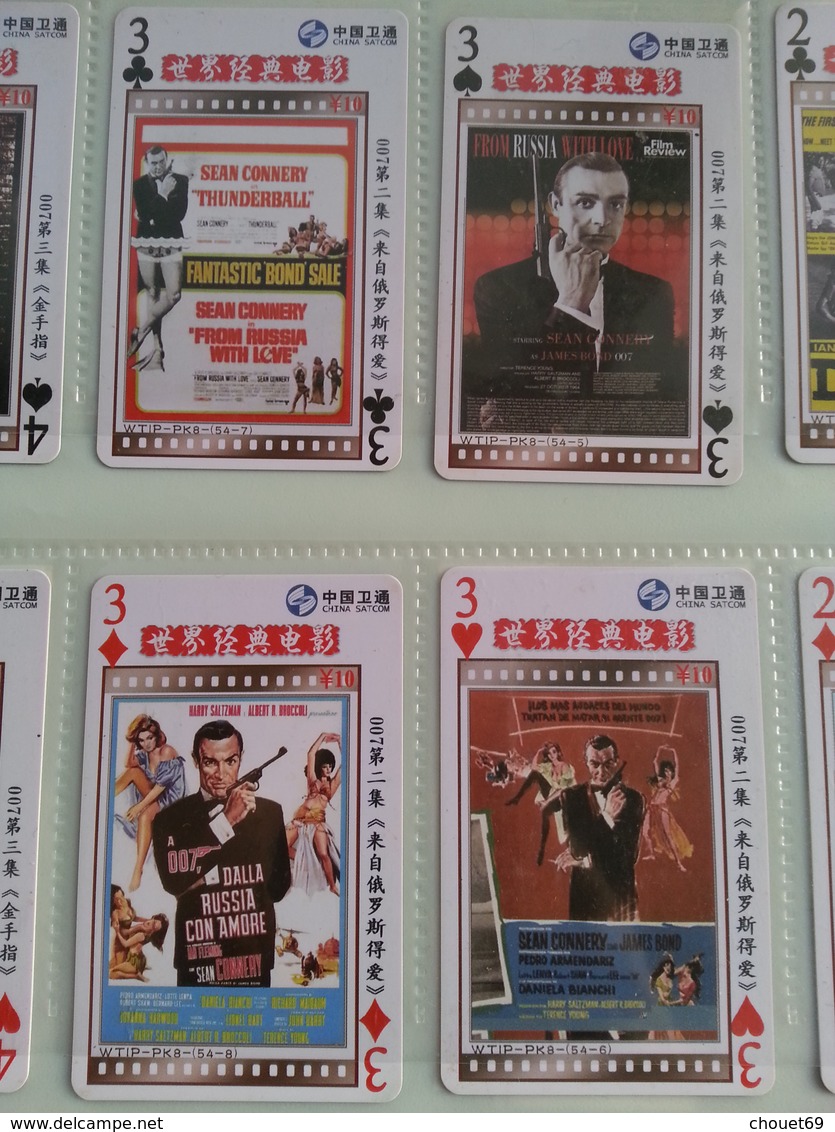 CHINA SAT COM - 007 James Bond Série 54 Cartes Jeu De Carte Complet Affiche Film WTIP - PK8 - Chine