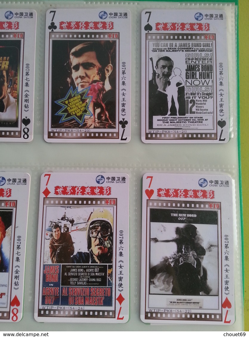 CHINA SAT COM - 007 James Bond série 54 cartes jeu de carte complet affiche film WTIP - PK8