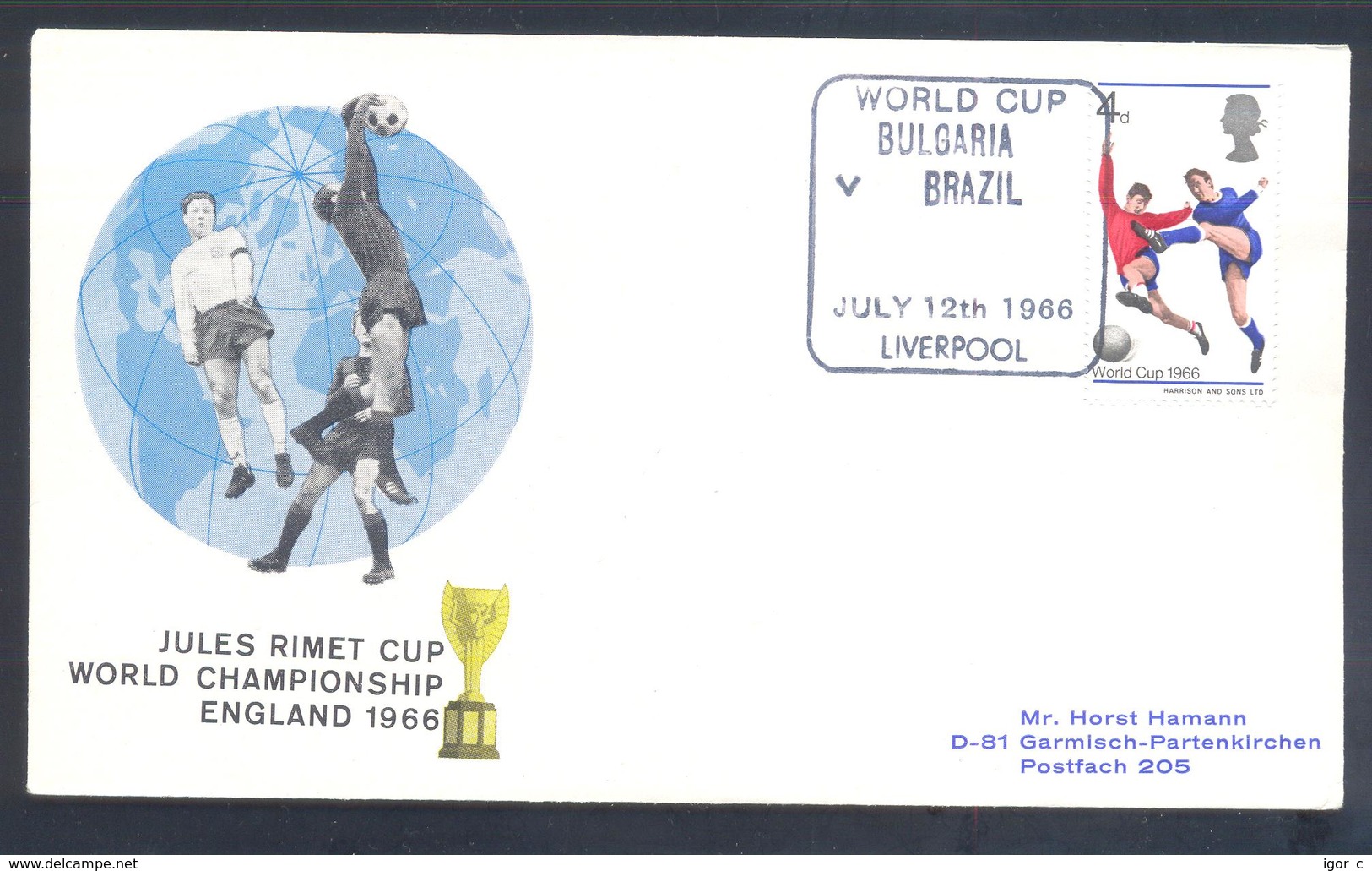 England UK 1966 Cover: Football Fussball Soccer Calcio; FIFA World Cup 1966 England; Jules Rimet Cup; Bulgaria - Brazil - 1966 – England