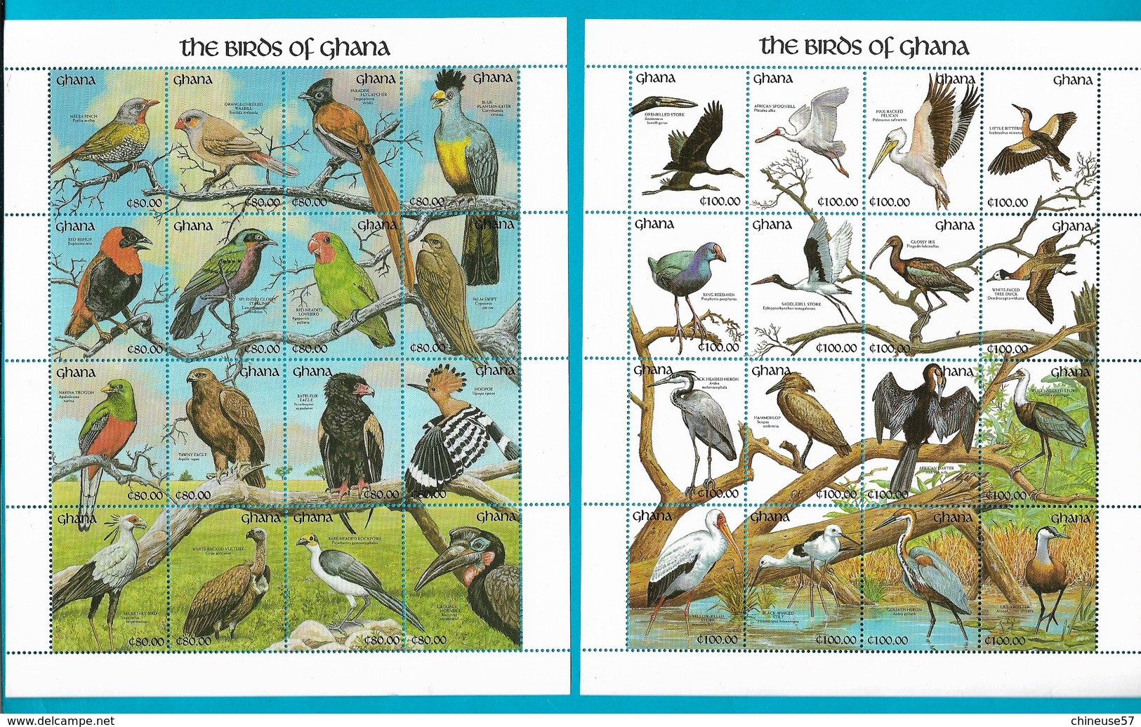 GHANA 1991 Timbres Oiseaux Birds Of Ghana - Ghana (1957-...)