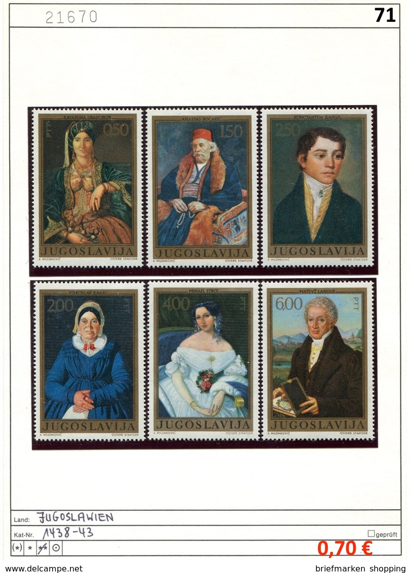 Jugoslawien - Yougoslavie - Jugoslavija - Michel 1438-1443 - ** Mnh Neuf Postfris - Unused Stamps