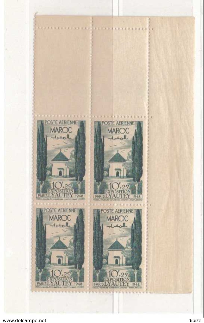 Maroc. Protectorat. Coin De 4 Timbres Aériens.  N° 67 De 1948. Bon Etat. - Aéreo