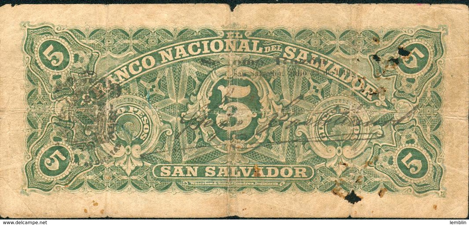 5 PESOS 1909 - Salvador