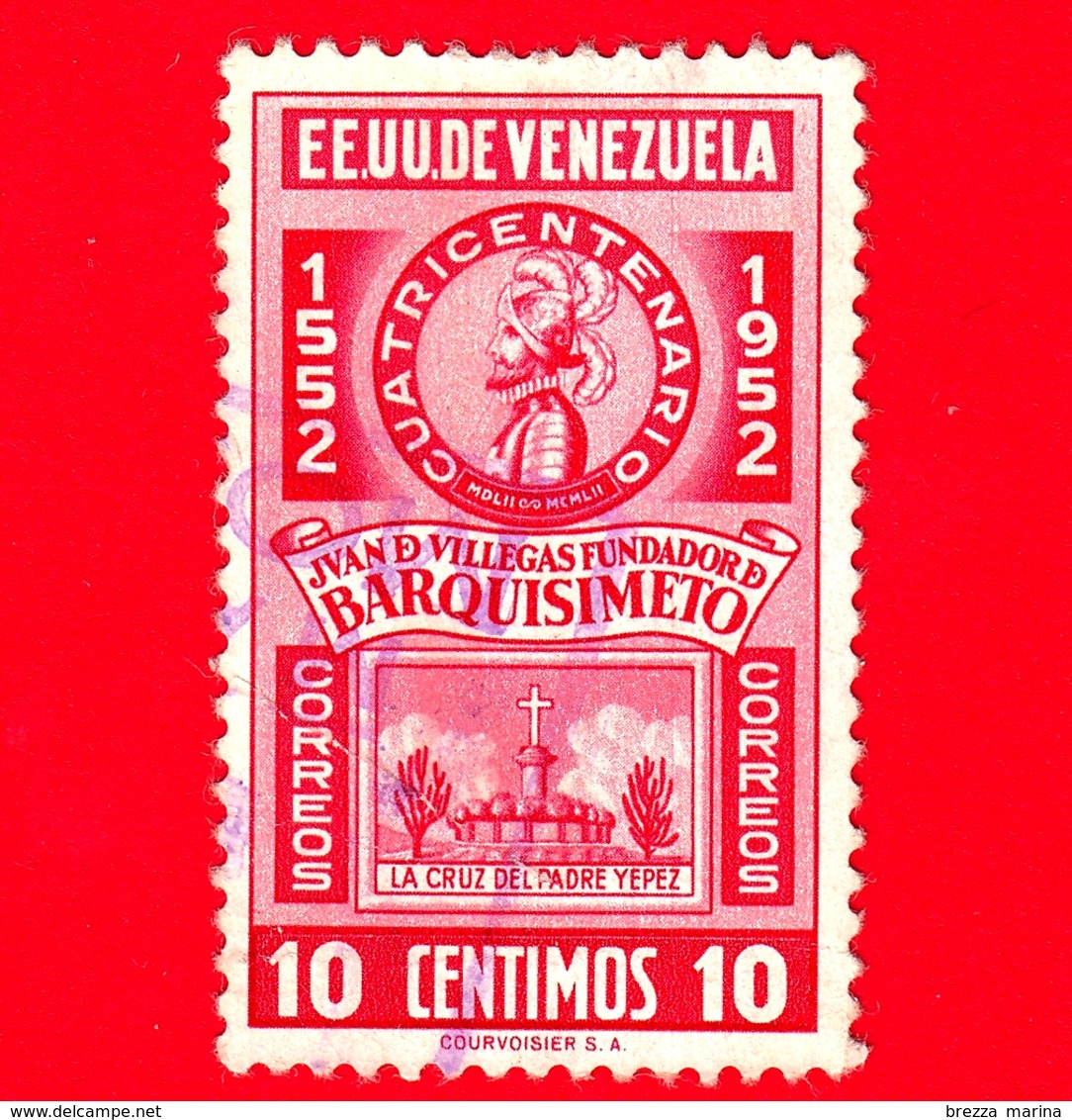 VENEZUELA - Usato - 1952 - 400 Anni Di Juan De Villegas - Fondatore Di  Barquisimeto - 10 - P. Aerea - Venezuela