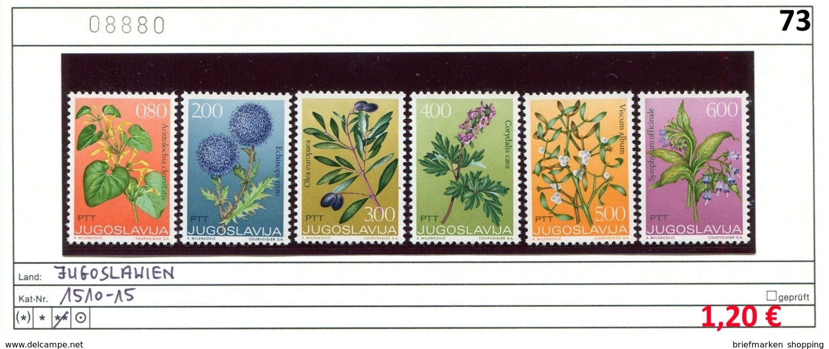 Jugoslawien 1973 - Yougoslavie 1973 - Jugoslavija 1973 - Michel 1510-1515 - ** Mnh Neuf Postfris - Blumen Flowers Fleurs - Ungebraucht