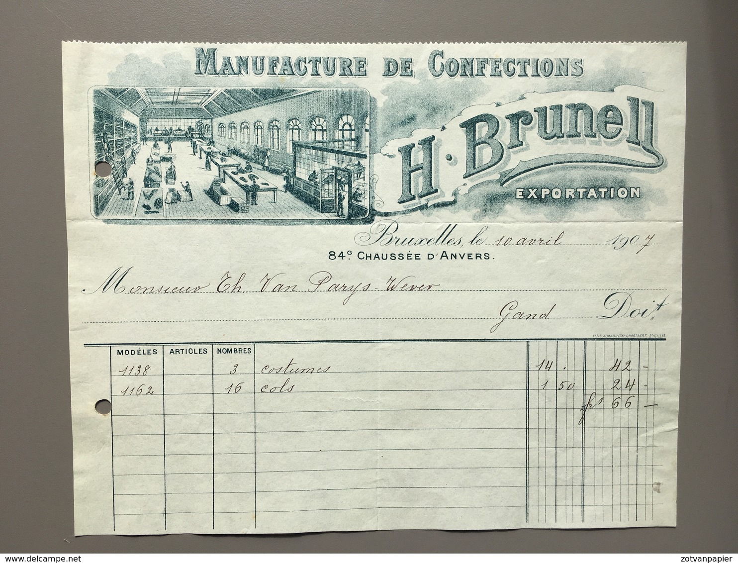 BRUSSEL - BRUXELLES - Manufacture De Confections - Brunell - 1907 - 1900 – 1949