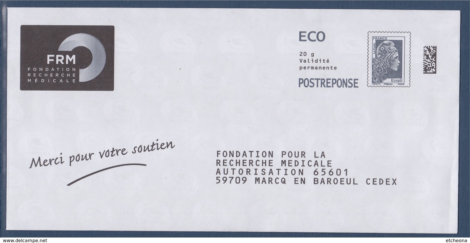 = Entier Marianne L'Engagée Posteréponse ECO 20g FRM Fondation Recherche Médicale Type Timbre 5251 - PAP: Antwort