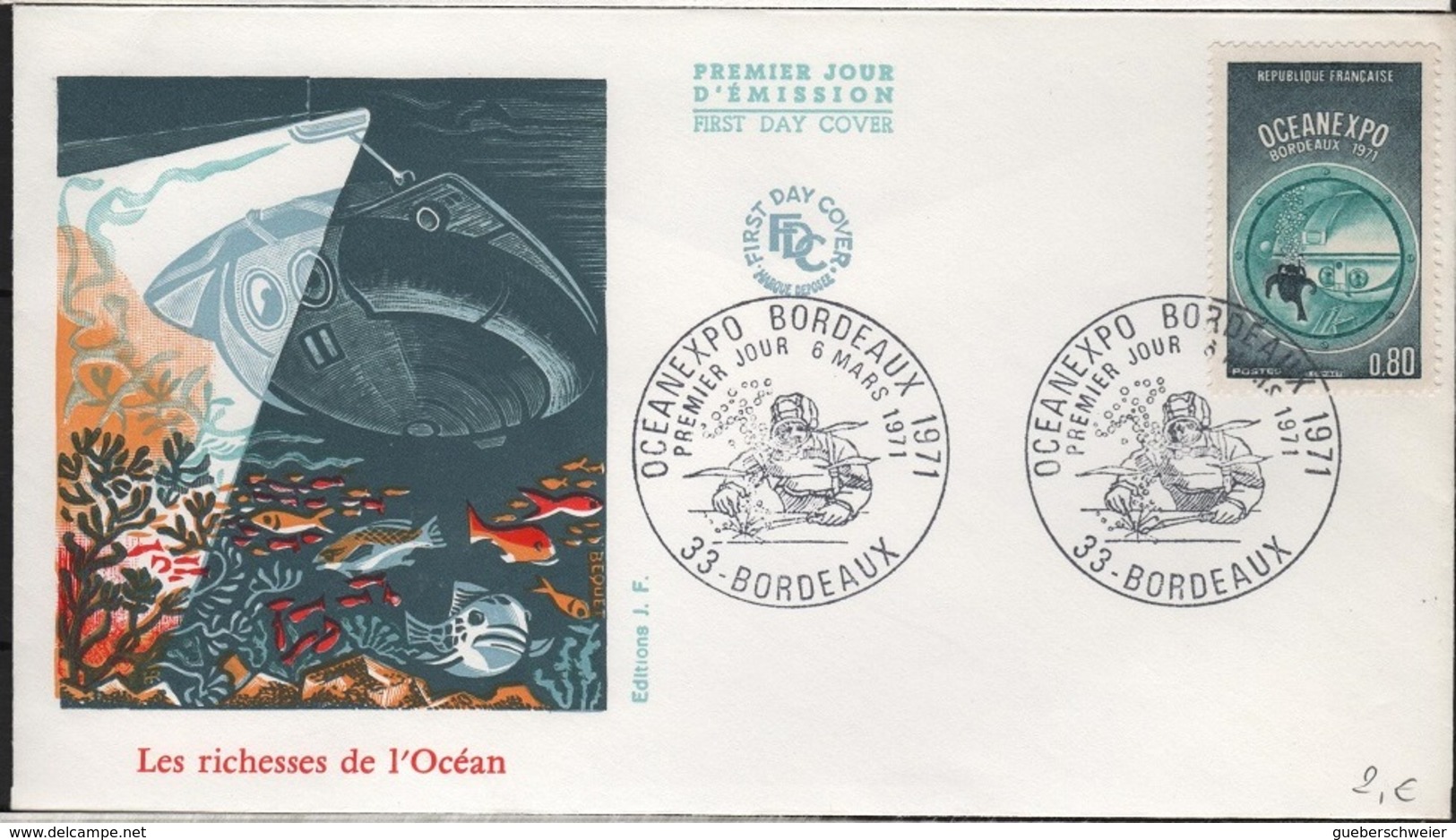 FDC 256 - FRANCE N° 1666 OEANEXPO Sur FDC 1971 - 1970-1979